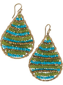 Large Peridot and Sleeping Beauty Turquoise Teardrop Earrings